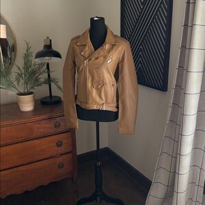 Love Tree Camel Leather Biker Jacket